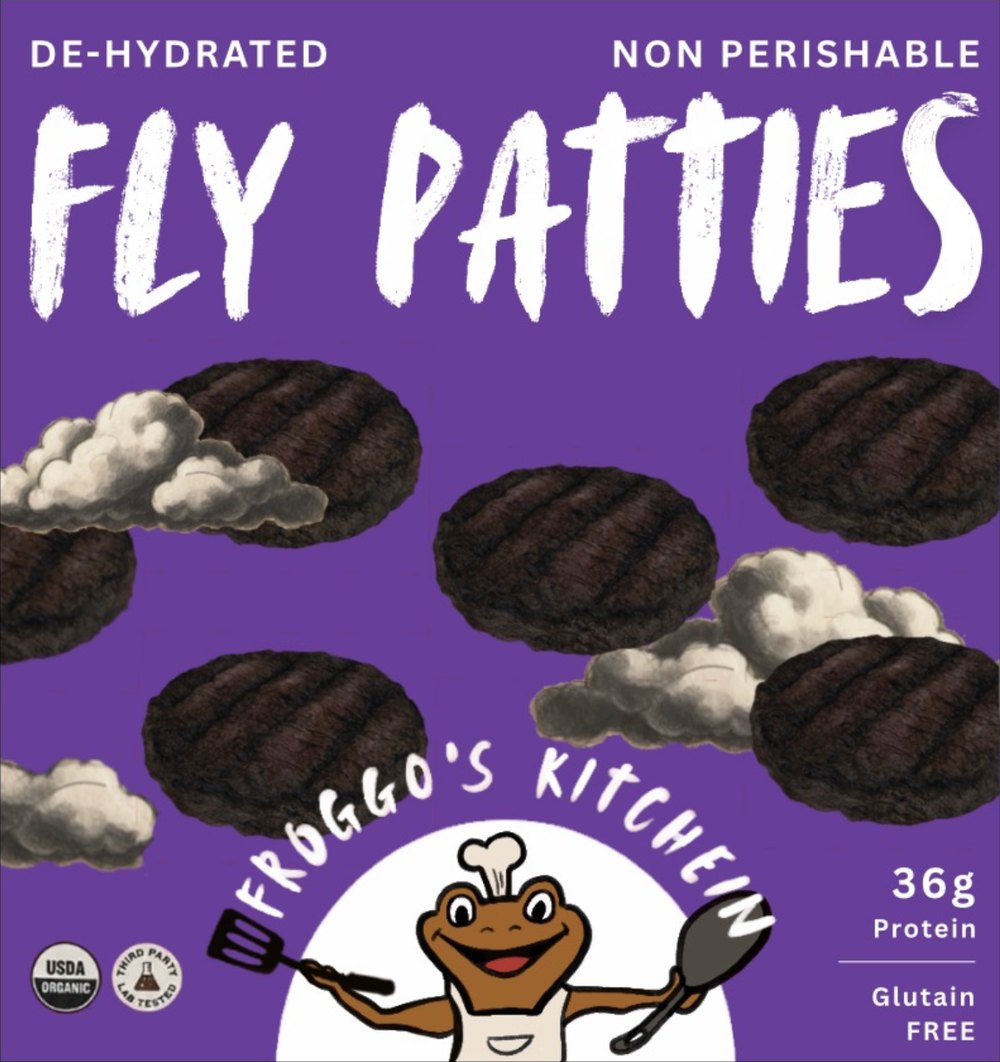 The same box in purple, the altered dimension: the frog is brown and the details have shifted